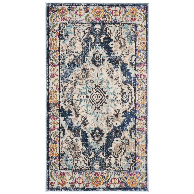 Bungalow Rose Annabel Power Loom Navy Blue Area Rug & Reviews Wayfair